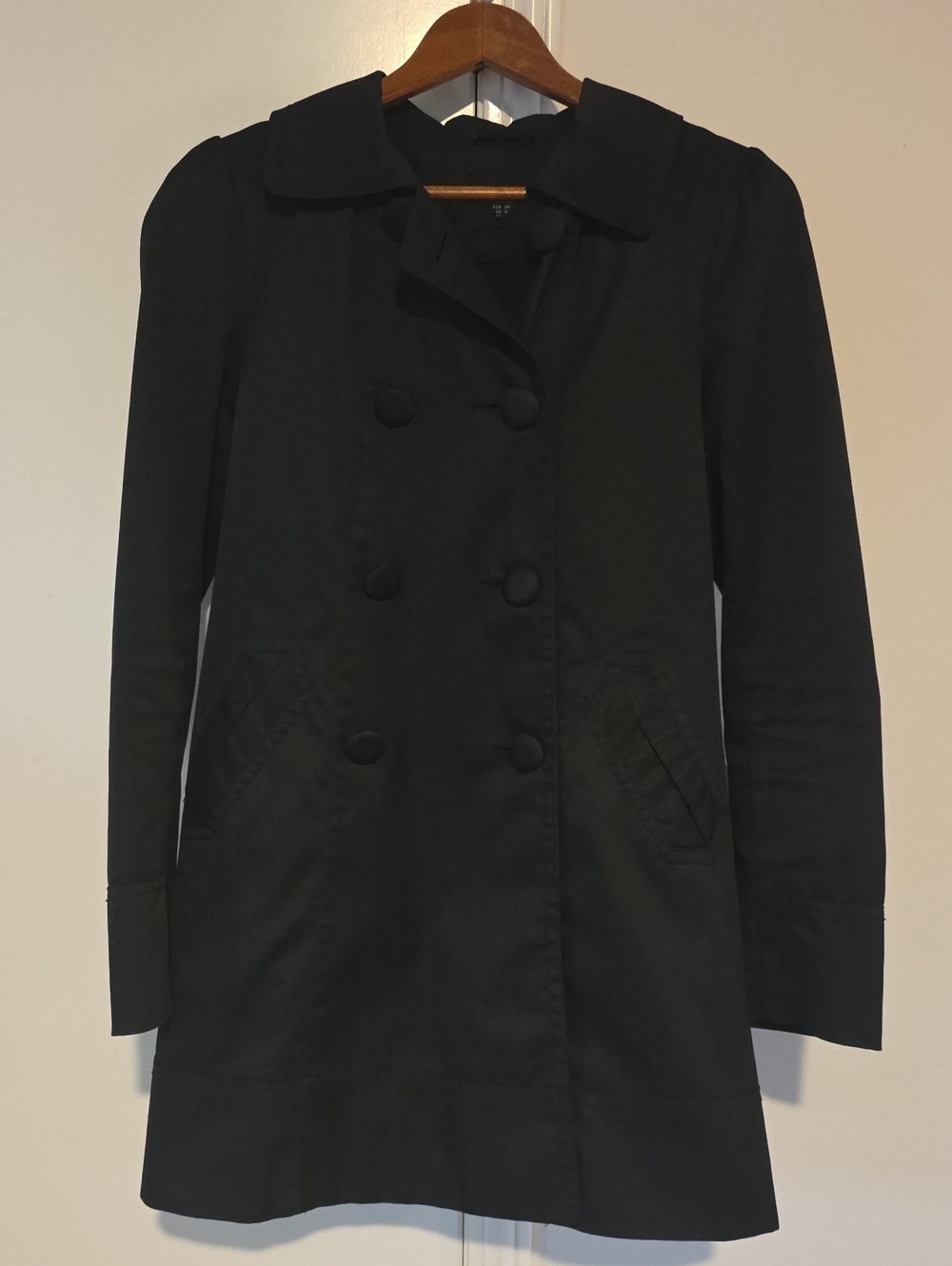 H&M Black Double-Breasted Pea Coat